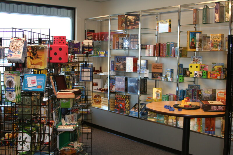 Our game store - game wall and display shelves